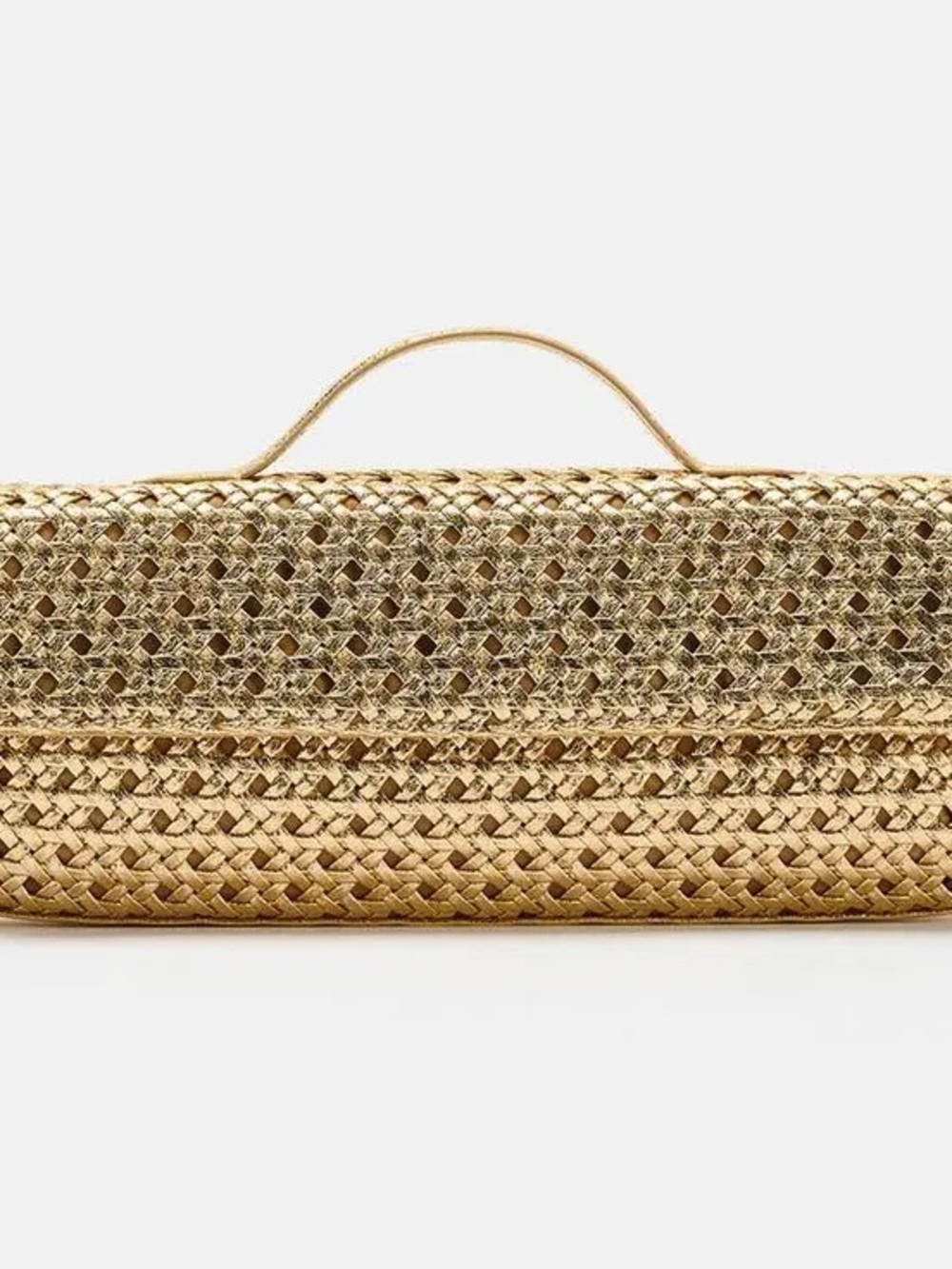 Zara Gold Braided Handle Clutch - Picture 1 of 5